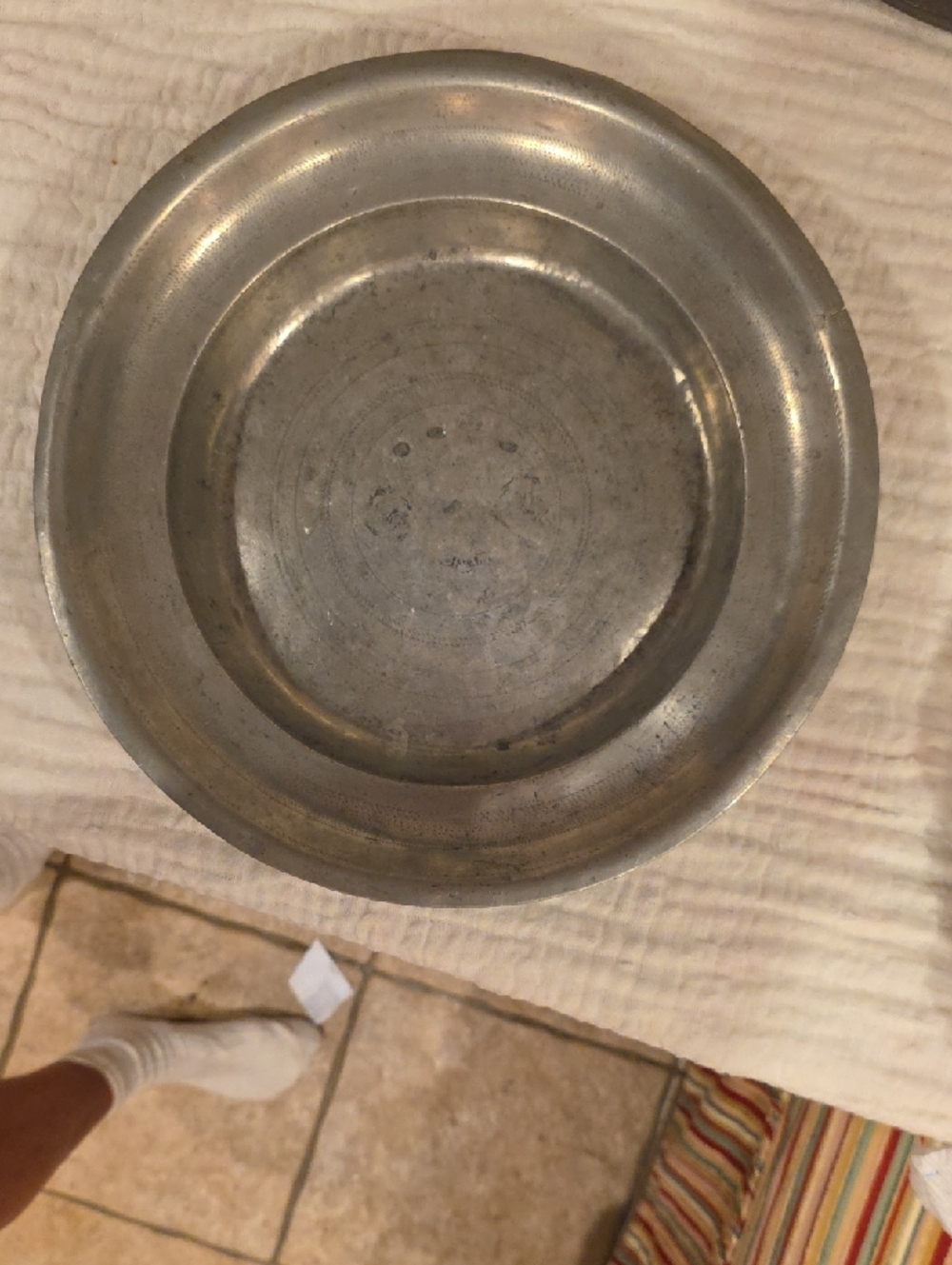 Antique 13 Inch Metal, likely pewter Plate